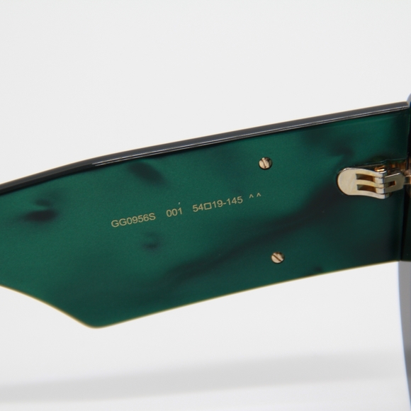 NEW GUCCI SUNGLASSES  GG0956S 001 WOMEN BLACK GREEN GUCCI EYEWEAR - Picture 10 of 13